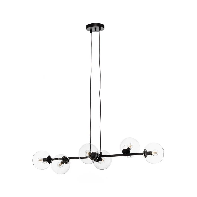 B-Ware EMIBIG LIGHTING Hängeleuchte Glassy Hängelampe 6-flammig schwarz klar Glas 110cm
