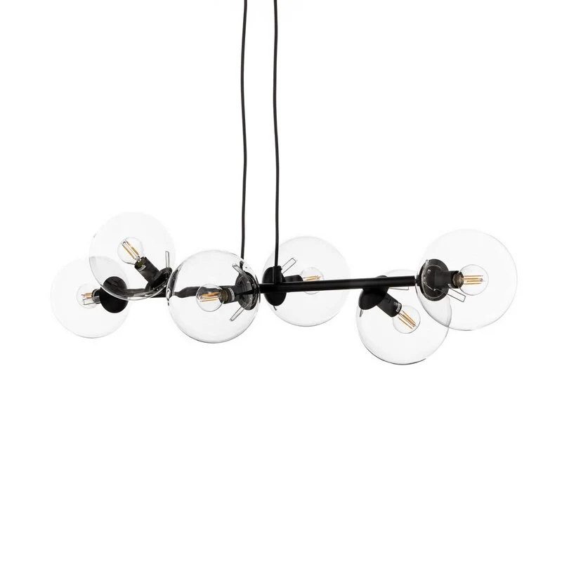 B-Ware EMIBIG LIGHTING Hängeleuchte Glassy Hängelampe 6-flammig schwarz klar Glas 110cm