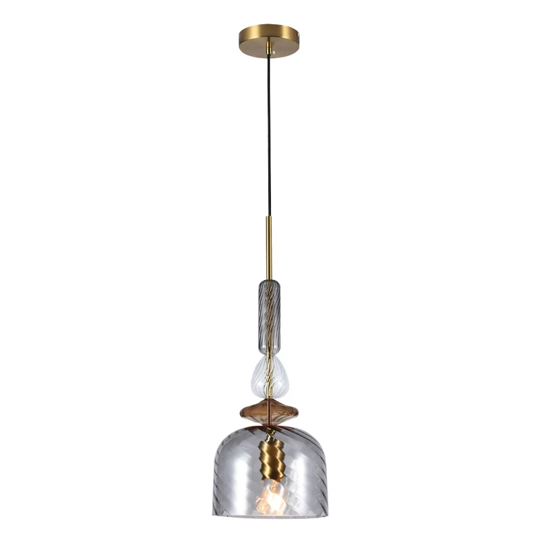 B-Ware Viokef Hängeleuchte Pendelleuchte Glorial Leuchte Smoke Glas Metall 1x E27 20 cm