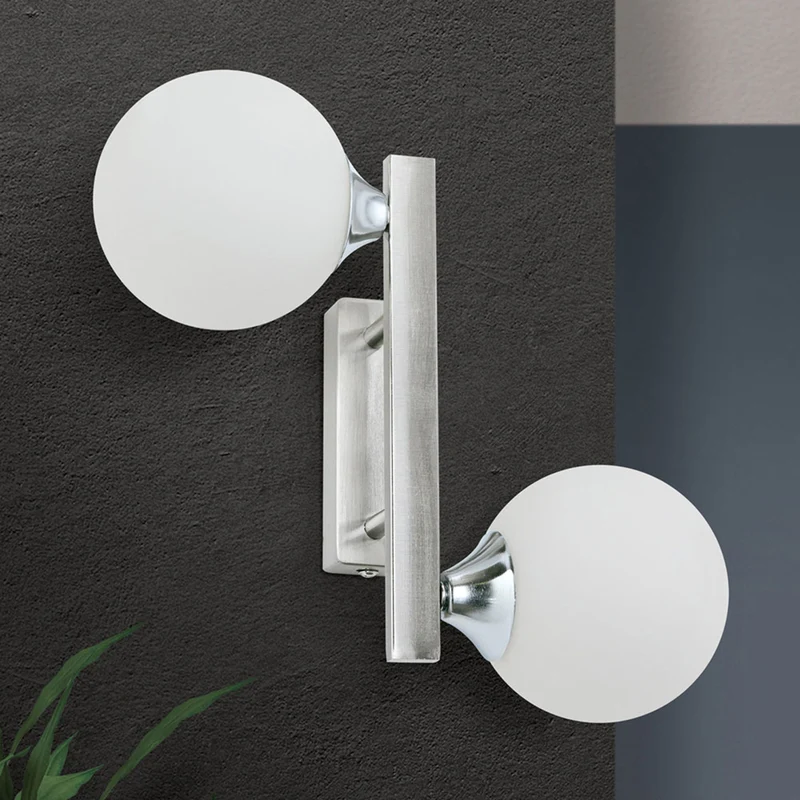 B-Ware ORION Snowwhite Wandleuchte Lampe Glaskugel nickel matt Glaswandleuchte