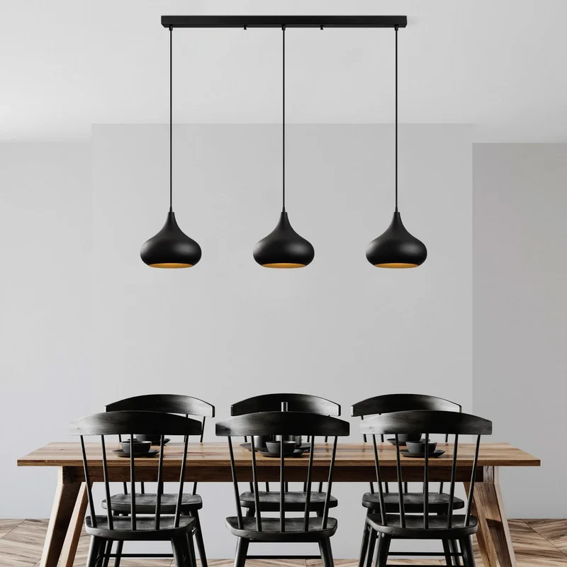 B-Ware Opviq Hängeleuchte Pendelleuchte Muba schwarz Metall Länge 120 cm E27 dimmbar
