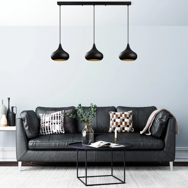 B-Ware Opviq Hängeleuchte Pendelleuchte Muba schwarz Metall Länge 120 cm E27 dimmbar