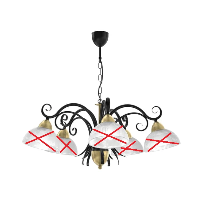 B-Ware Luminex Kronleuchter Flora 5 Glasschirme Deckenlampe Lampe Licht SIEHE TEXT/F503