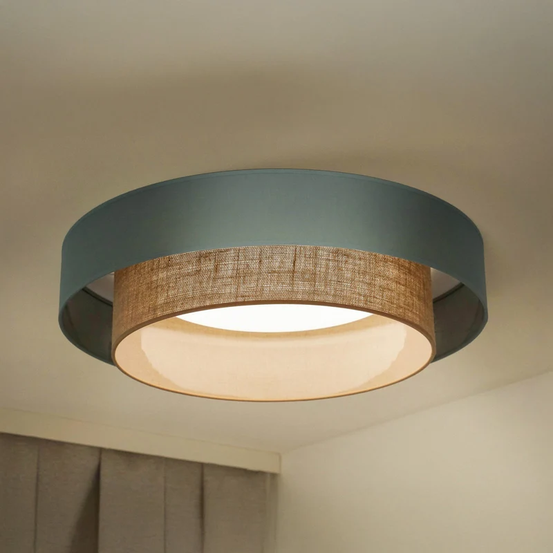 B-Ware Luneta Deckenleuchte Lampe LED Fernbedienung Textil grün beige dimmbar 60 cm670
