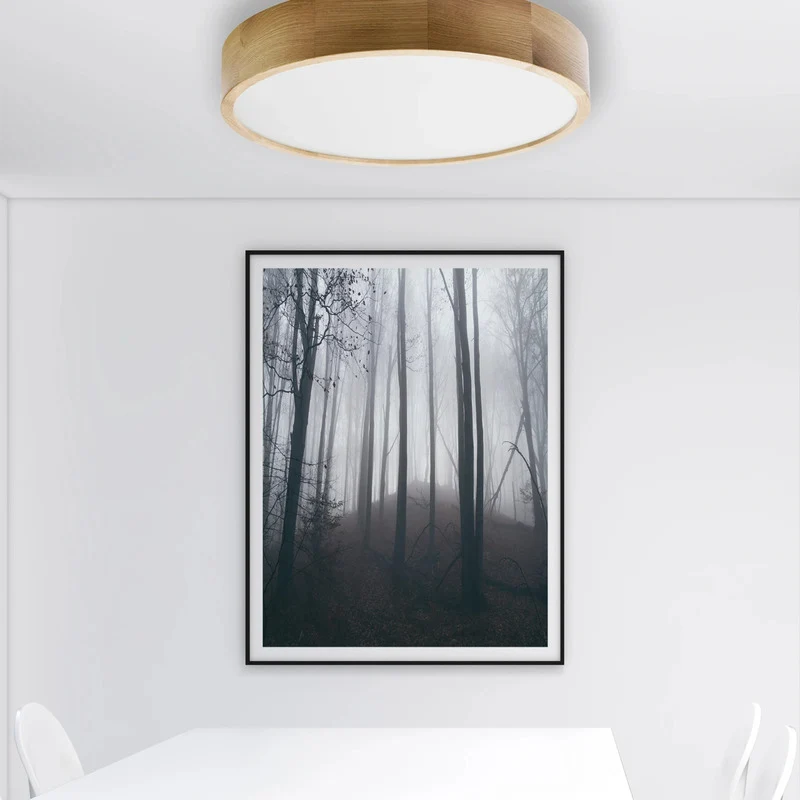 B-Ware Temar Lighting Deckenleuchte Lampe Cleo Sensor Eiche Holz Glas rund IP20 48cm