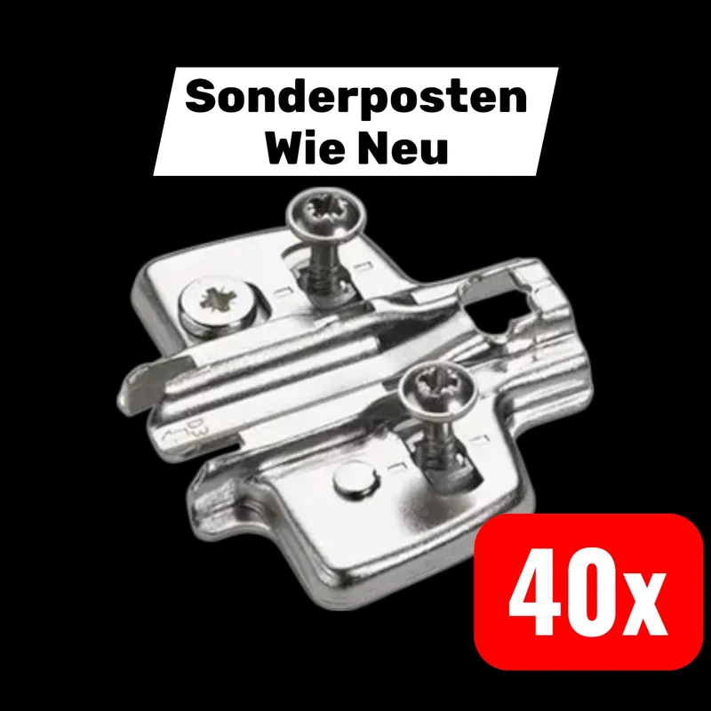 B-Ware Hettich Kreuzplatte vernickelt Lochreihe 37x32mm Spezialschrauben 40 STÜCK