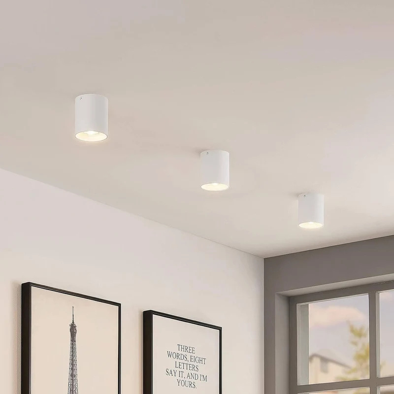 B-Ware ELC Efey Deckenlampe Leuchte GU10 Deckenleuchte rund weiß Aluminium 2 STÜCK