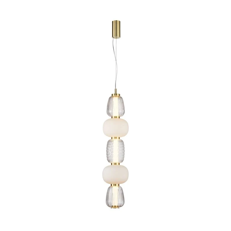 B-Ware LOOM DESIGN Pendelleuchte Hängelampe LED Pearl 5 Glas amber gold Wohnzimmer