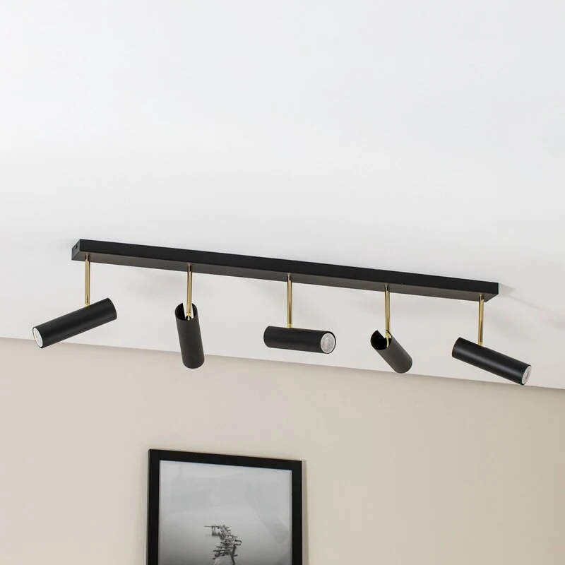 B-Ware Luminex Deckenleuchte Lampe Axion Leuchte LED 5-flammig Stahl schwarz gold GU10