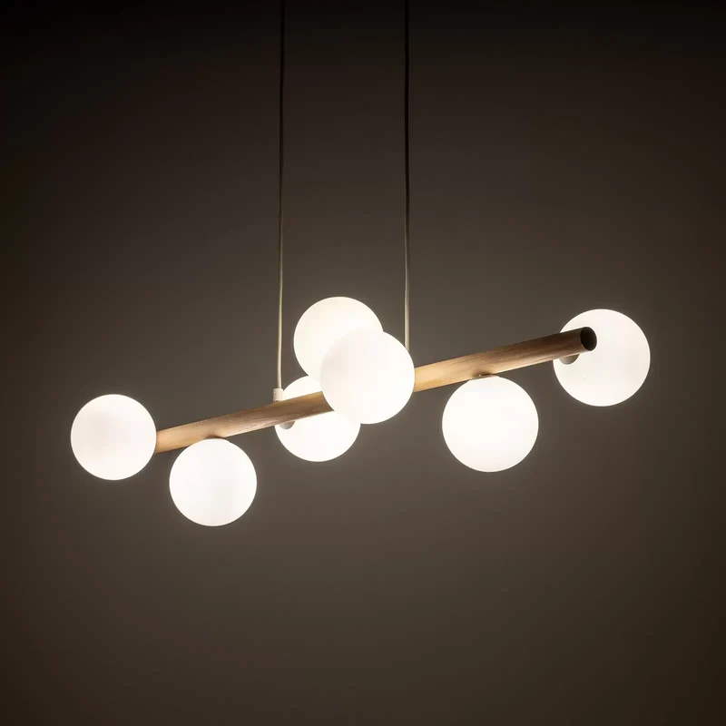 B-Ware TK Lighting Hängeleuchte Estera Opalglas Holz siebenflammig Deckenlampe Leuchte