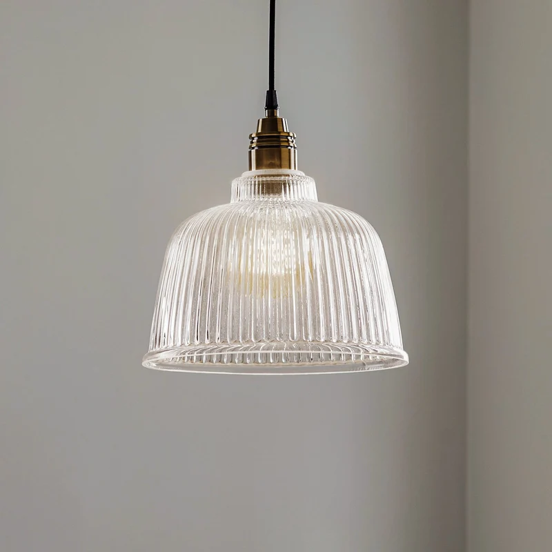B-Ware Euluna Hängeleuchte Leana, Glas klar altmessing Hängelampe Lampe Leuchte Spot
