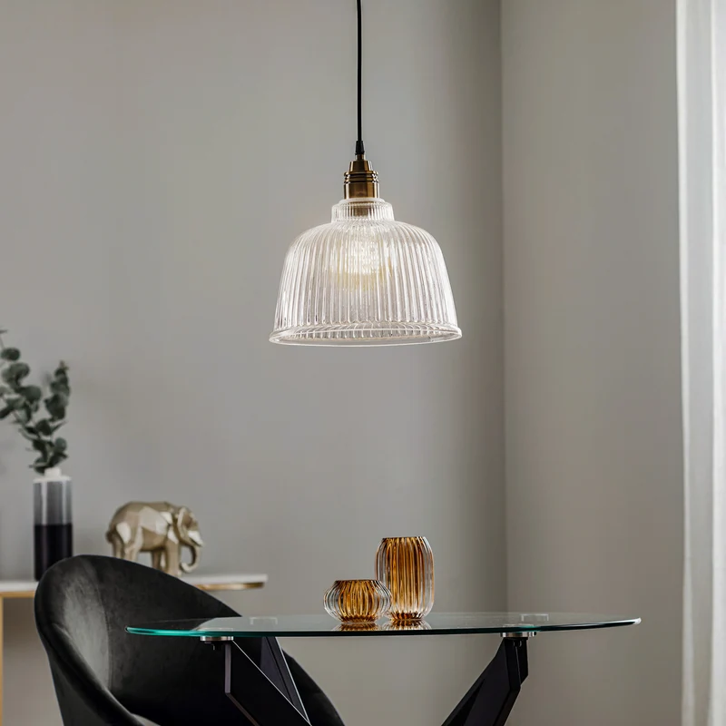 B-Ware Euluna Hängeleuchte Leana, Glas klar altmessing Hängelampe Lampe Leuchte Spot
