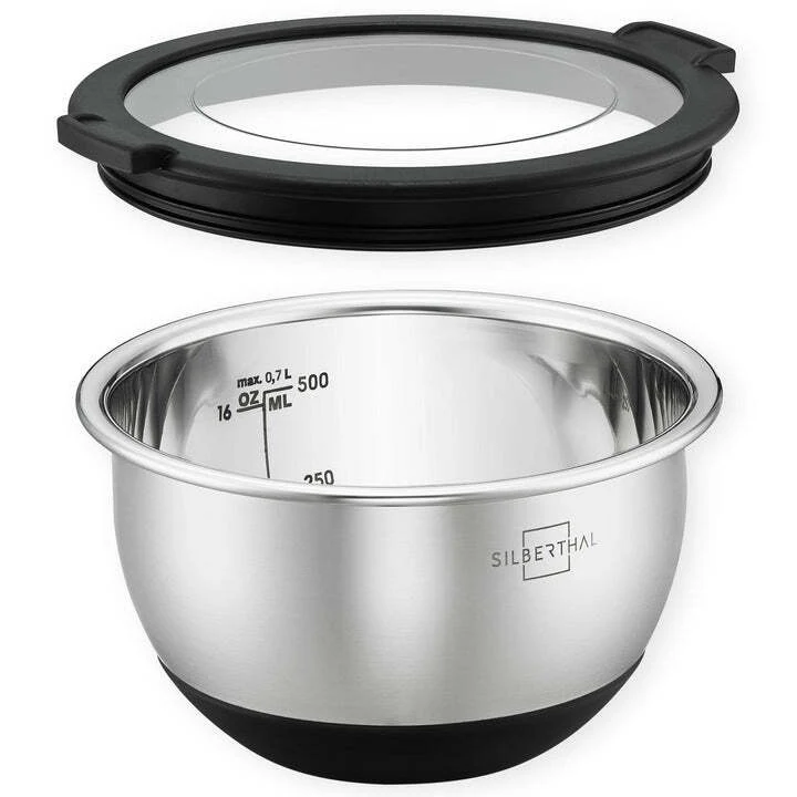 B-Ware SILBERTHAL Salatschüssel Schüssel Edelstahl Küche Deckel 12cm 2 STÜCK