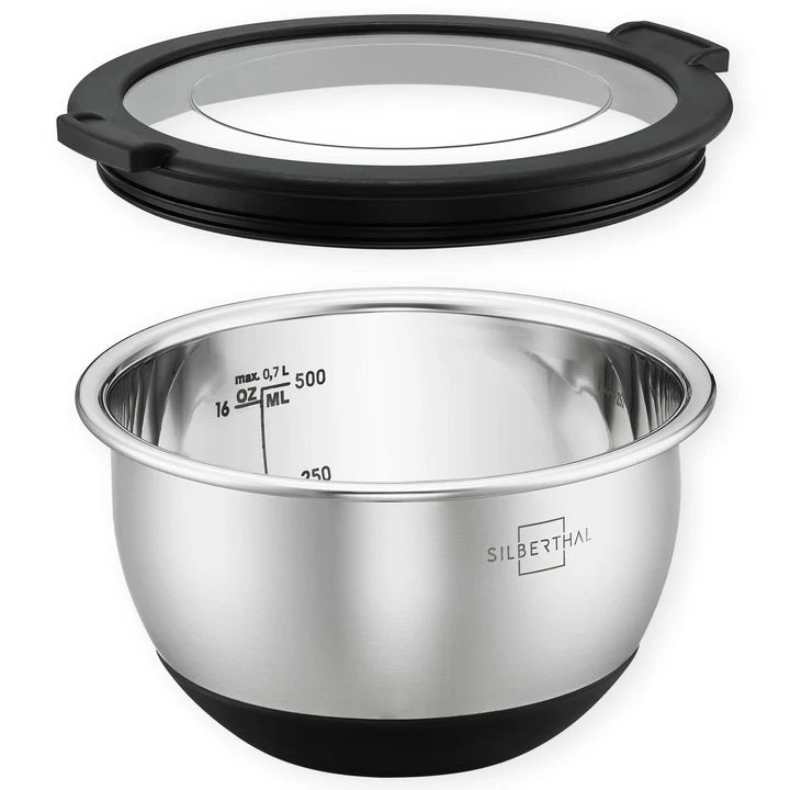 B-Ware SILBERTHAL Salatschüssel Schüssel Edelstahl Küche Deckel 12cm 2 STÜCK
