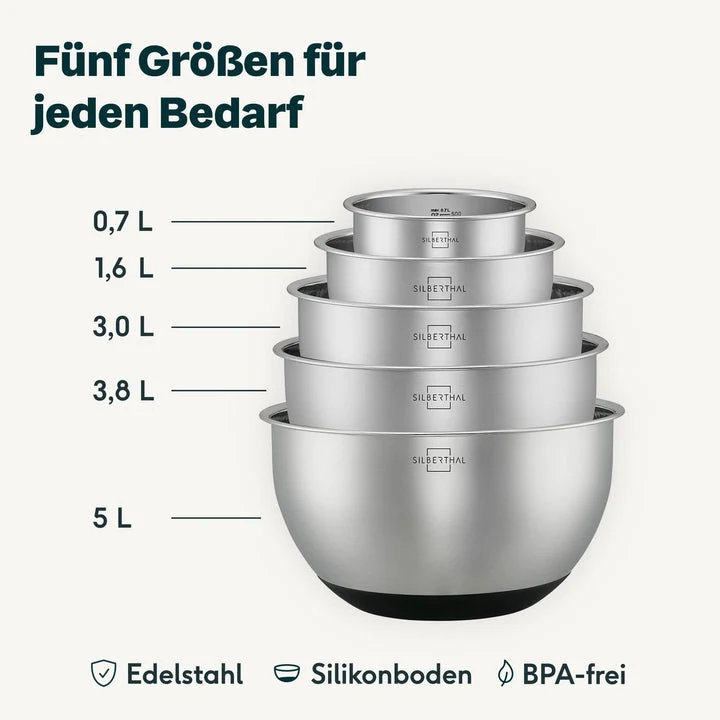 B-Ware SILBERTHAL Salatschüssel Schüssel Edelstahl Küche Deckel 12cm 2 STÜCK