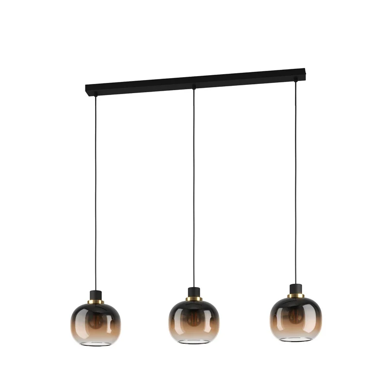 B-Ware EGLO Hängelampe Pendelleuchte Oilella schwarz braun Glas Länge 95 cm 3-flam543