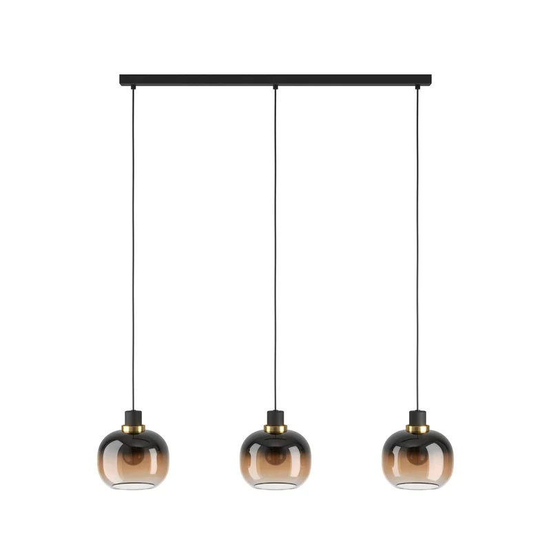 B-Ware EGLO Hängelampe Pendelleuchte Oilella schwarz braun Glas Länge 95 cm 3-flam543