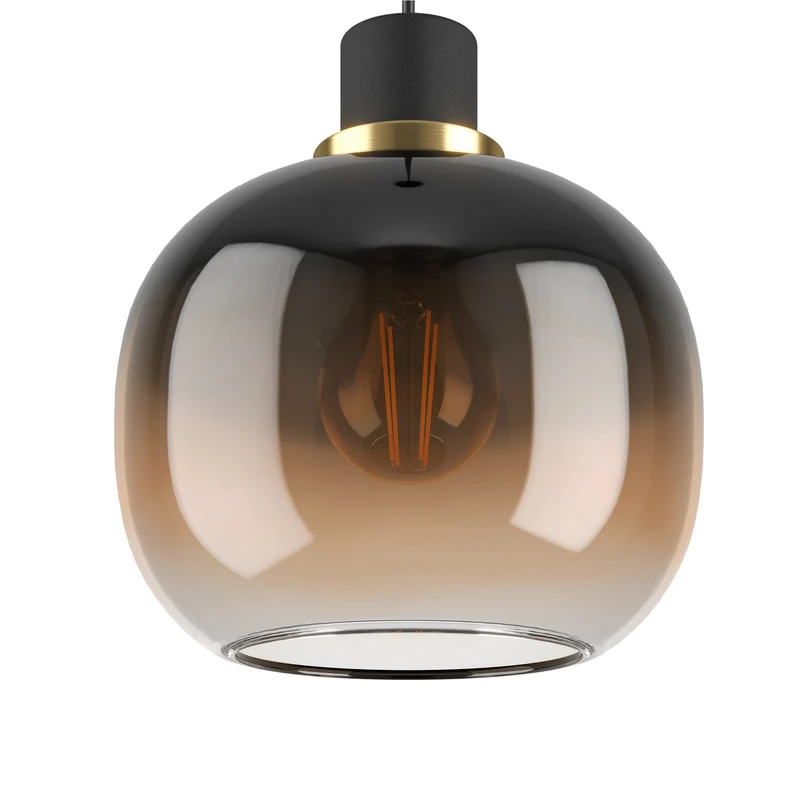 B-Ware EGLO Hängelampe Pendelleuchte Oilella schwarz braun Glas Länge 95 cm 3-flam543