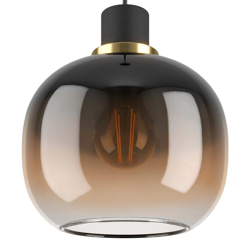 B-Ware EGLO Hängelampe Pendelleuchte Oilella schwarz braun Glas Länge 95 cm 3-flam543