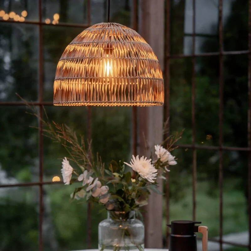 B-Ware PR Home Außenhängelampe Lace Naturfaser Steckerkabel Ø46cm Leuchte Lampe Licht