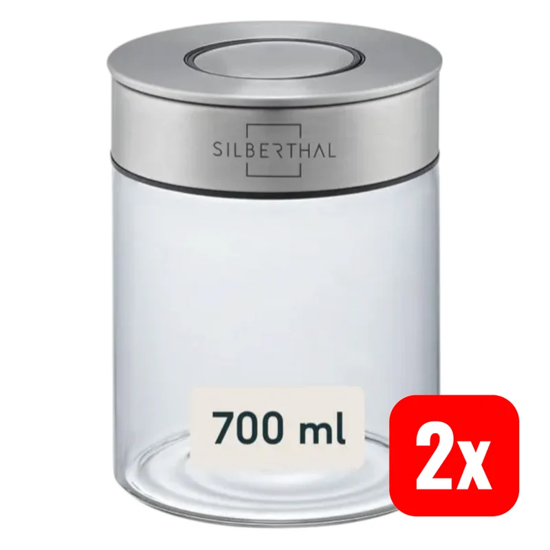 B-Ware SILBERTHAL Vorratsglas 700ml Aufbewahrungsglas Borosilikatglas 2 STÜCK
