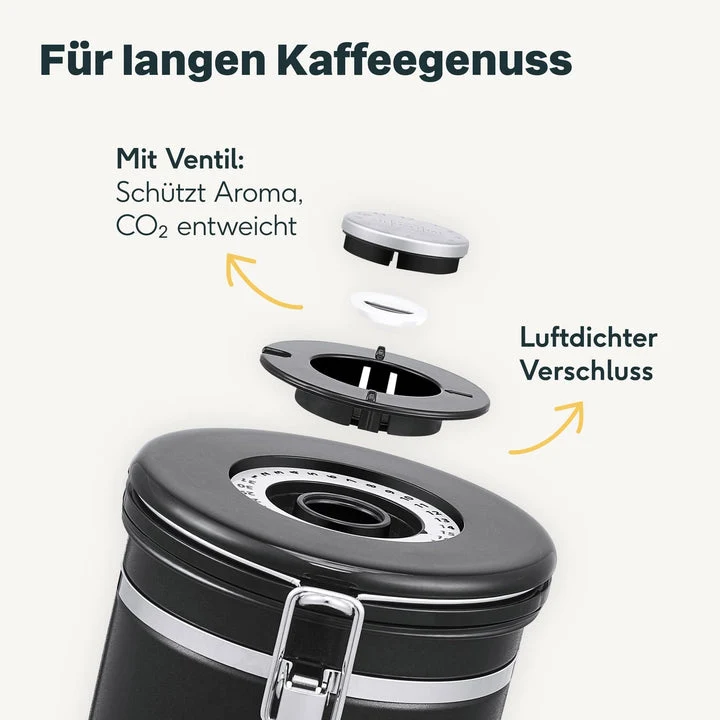 B-Ware SILBERTHAL Kaffeedose Vorratsdose luftdicht Edelstahl schwarz Aromaventil Dose