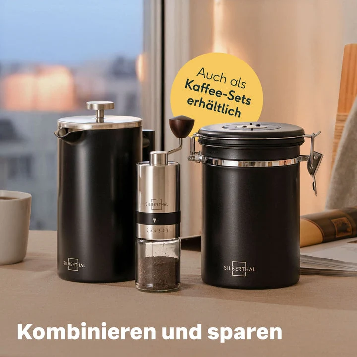 B-Ware SILBERTHAL Kaffeedose Vorratsdose luftdicht Edelstahl schwarz Aromaventil Dose