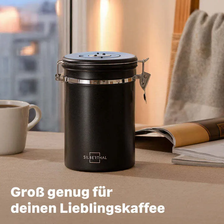B-Ware SILBERTHAL Kaffeedose Vorratsdose luftdicht Edelstahl schwarz Aromaventil Dose