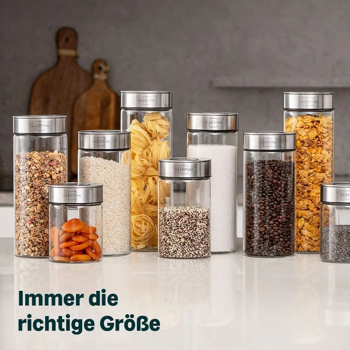 B-Ware SILBERTHAL Vorratsglas Aufbewahrungsbehälter 4er Set Glas Silkon Lebensmittel