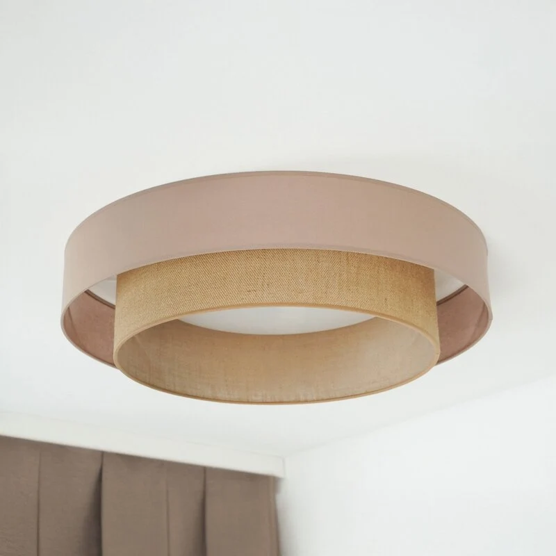 B-Ware Duolla Deckenleuchte Deckenlampe LED Textil braun Luneta Fernbedienung dimm640