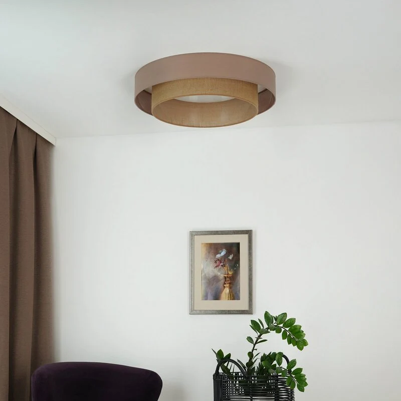 B-Ware Duolla Deckenleuchte Deckenlampe LED Textil braun Luneta Fernbedienung dimm640