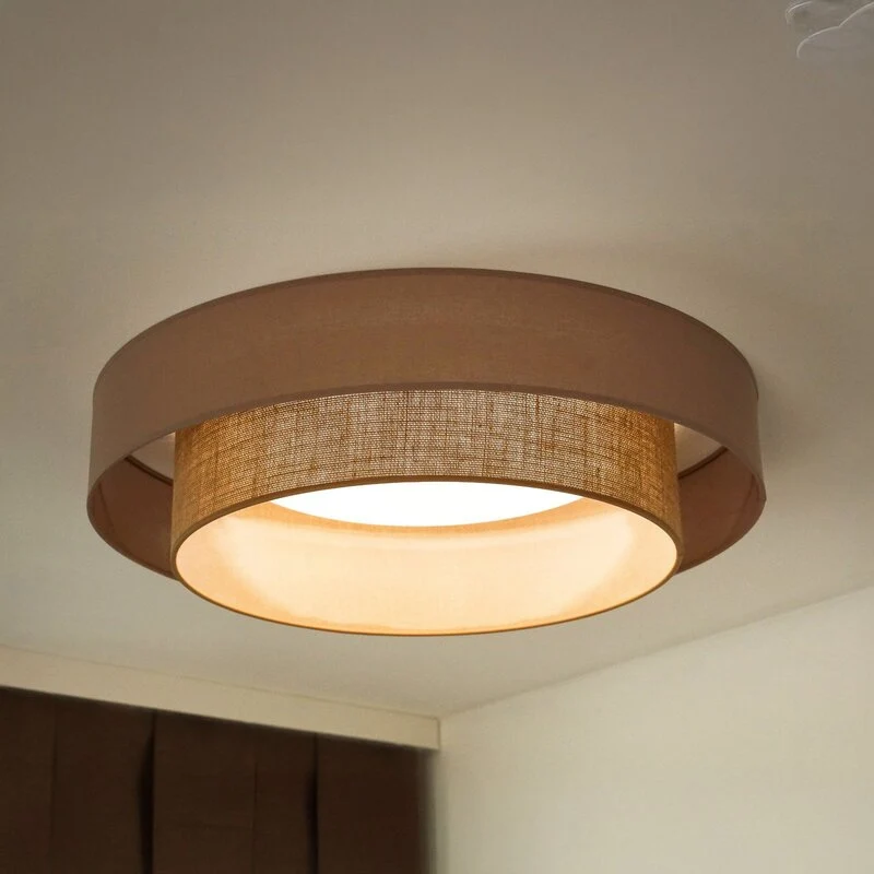 B-Ware Duolla Deckenleuchte Deckenlampe LED Textil braun Luneta Fernbedienung dimm640