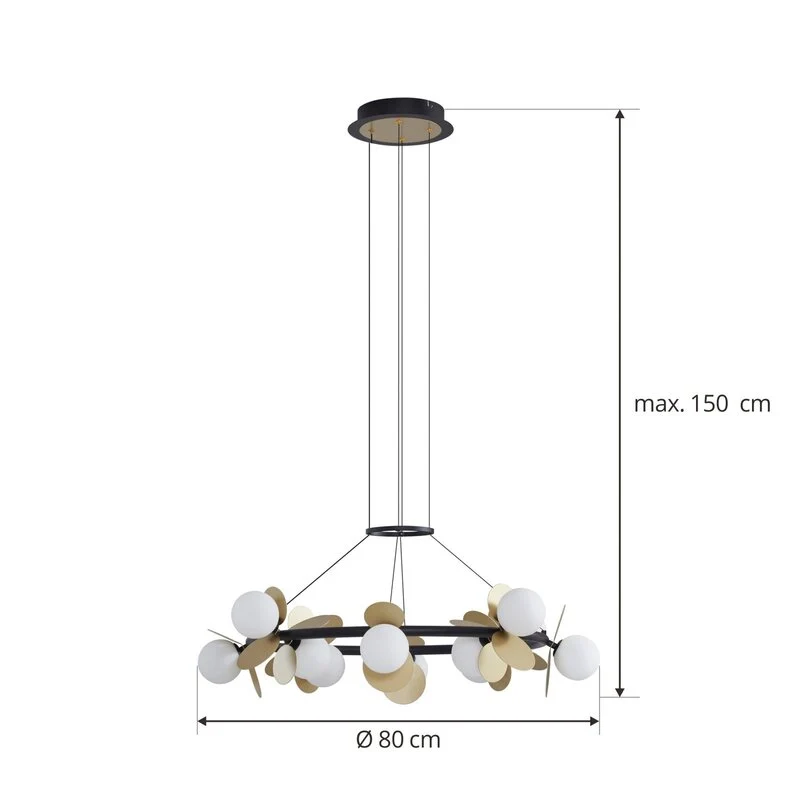 B-Ware Lucande Pendelleuchte Hängeleuchte LED Pallo Glas Esszimmer schwarz gold dimmbar