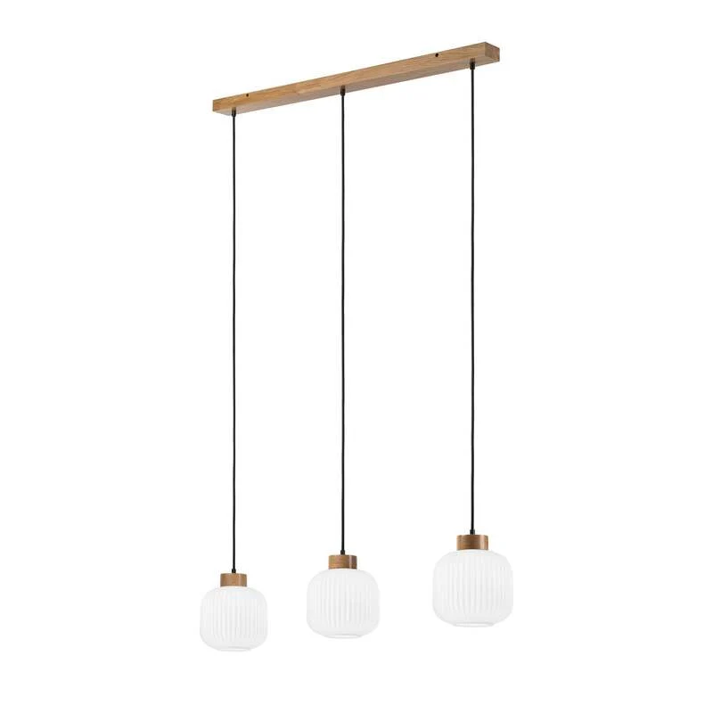 B-Ware Harmony Hängelampe Pendelleuchte Opalglas Eichenholz L110cm 3flg SIEHE TEXT/FOTO