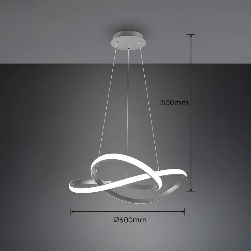 B-Ware Reality Leuchten LED Hängelampe Pendelleuchte Lampe nickel matt Eisen 60 cm