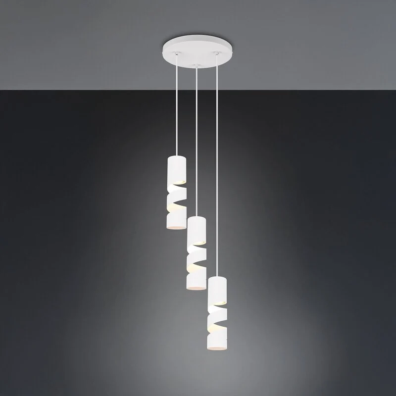 B-Ware TRIO Stream Hängeleuchte Pendelleuchte Lampe weiß Metall GU10 3 flammig Ø 28 cm
