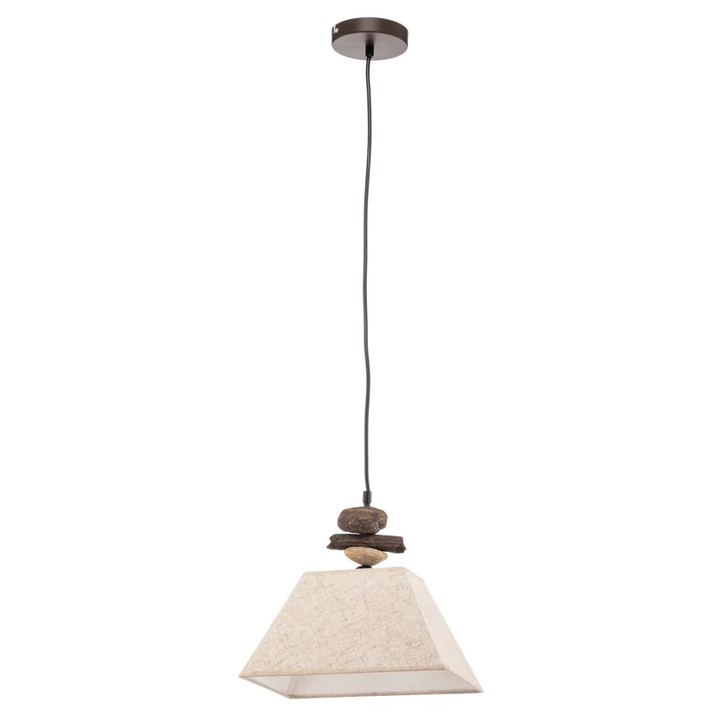 B-Ware Hängelampe Seregon mit Textilschirm und Steindekor Deckenlampe Deckenleuchte
