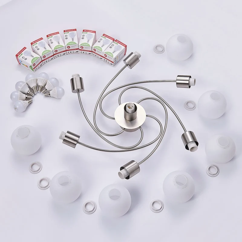 B-Ware Lindby Deckenlampe Leuchte Ciala 7-flammig nickelfarben Glas E14