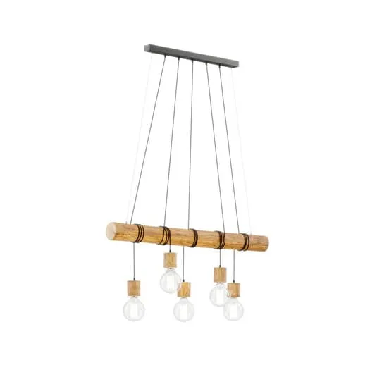 B-Ware Envostar Terra Hängeleuchte Deckenlampe Pendelleuchte Holzbalken hell 5-flg E27