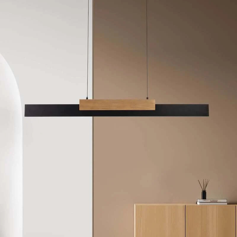 B-Ware Näve Pendelleuchte Hängeleuchte LED schwarz holz dimmbar Wiebke Wohnzimmer Es955
