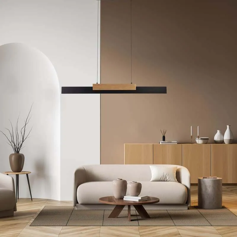 B-Ware Näve Pendelleuchte Hängeleuchte LED schwarz holz dimmbar Wiebke Wohnzimmer Es955