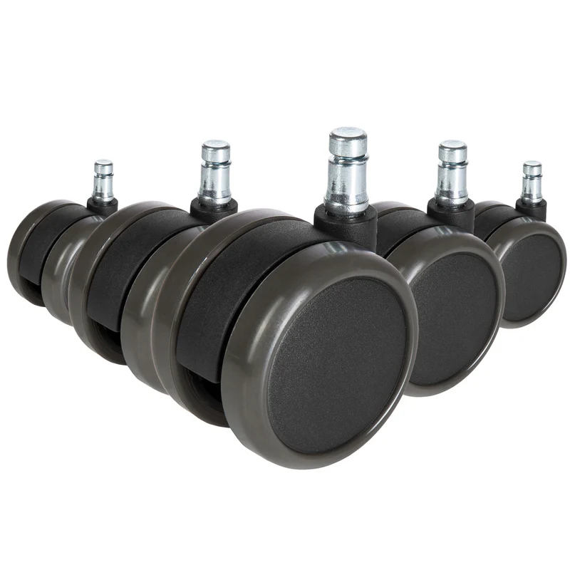 B-Ware hjh OFFICE Rollen Doppelrollen Stuhlrollen Hartböden 10mm 65mm Schwarz 5er100