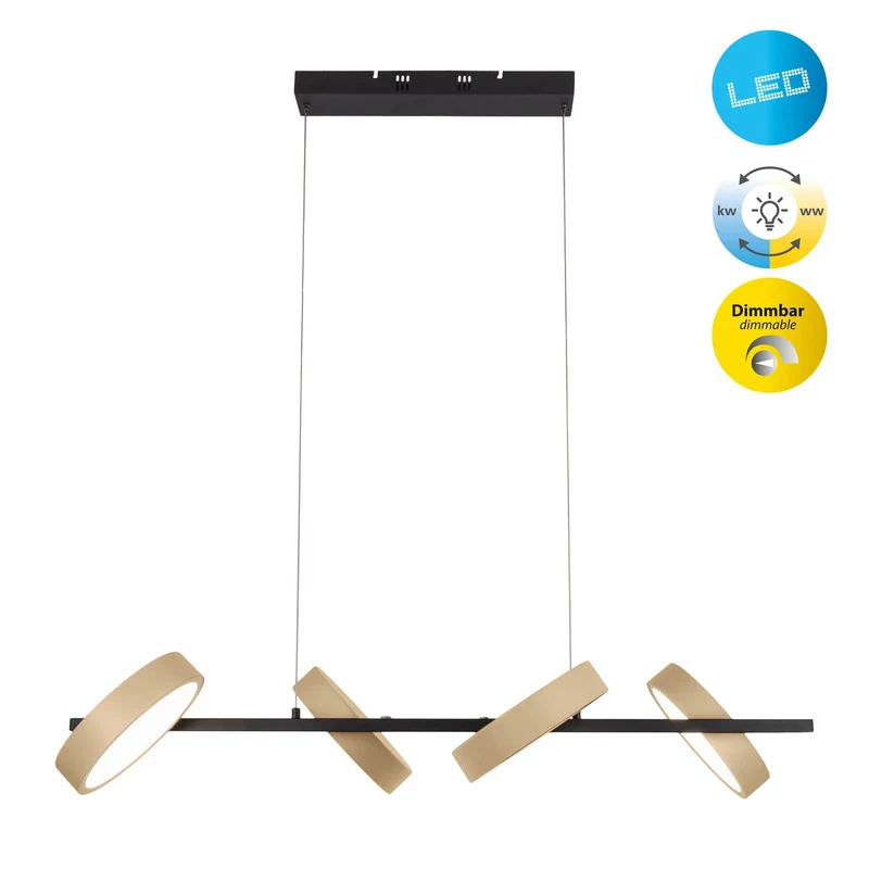 B-Ware Hängelampe Pendelleuchte Näve LED Lampe schwarz beige Metall Kunststoff 110cm