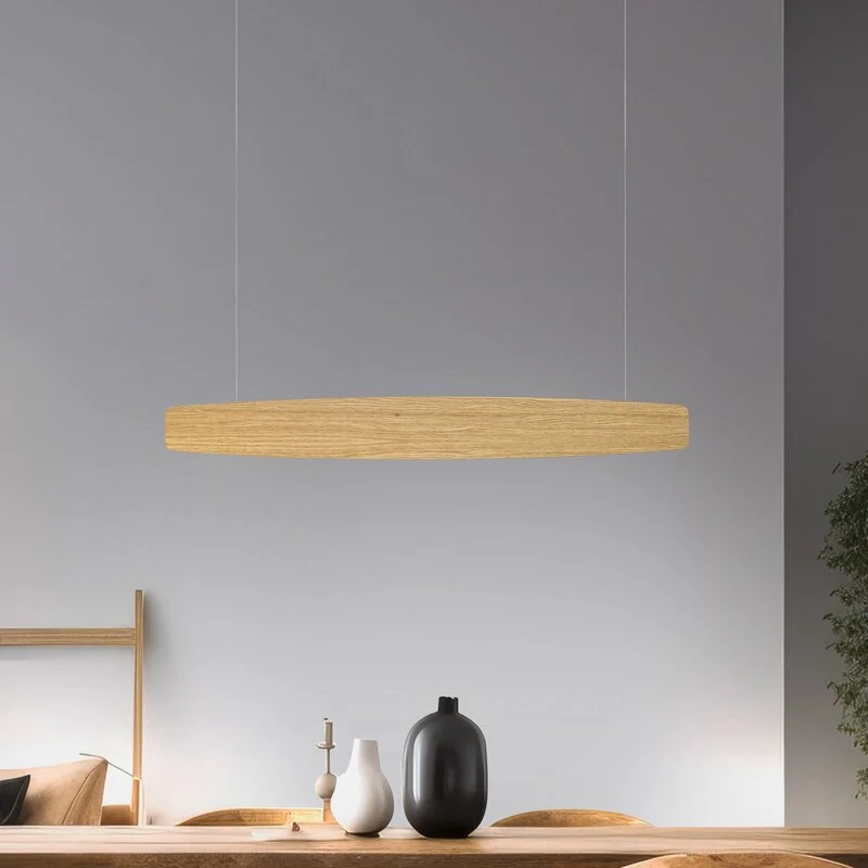 B-Ware Quitani Pendelleuchte Hängeleuchte LED Holz Eiche warmweiß Esszimmer Wohnzimmer