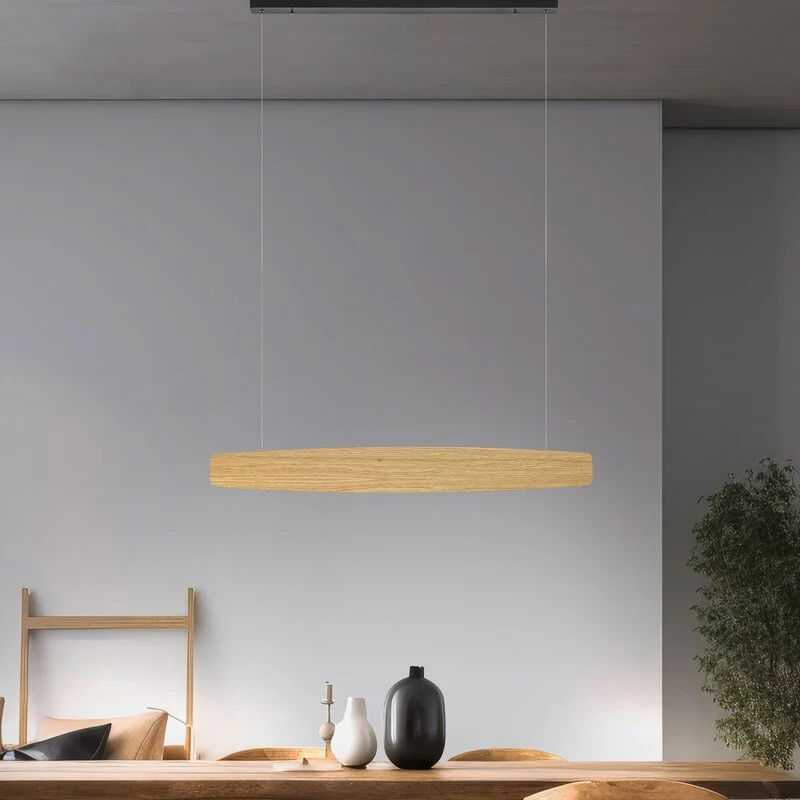 B-Ware Quitani Pendelleuchte Hängeleuchte LED Holz Eiche warmweiß Esszimmer Wohnzimmer