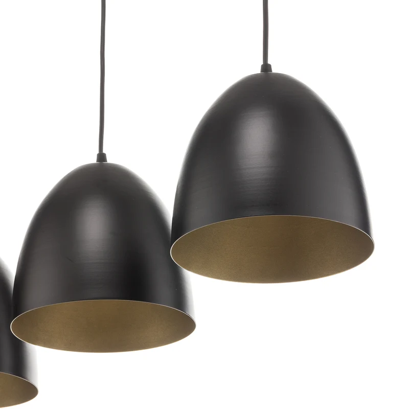B-Ware EMIBIG LIGHTING Pendelleuchte Lenox Hängeleuchte Lampe dreiflammig schwarz/gold