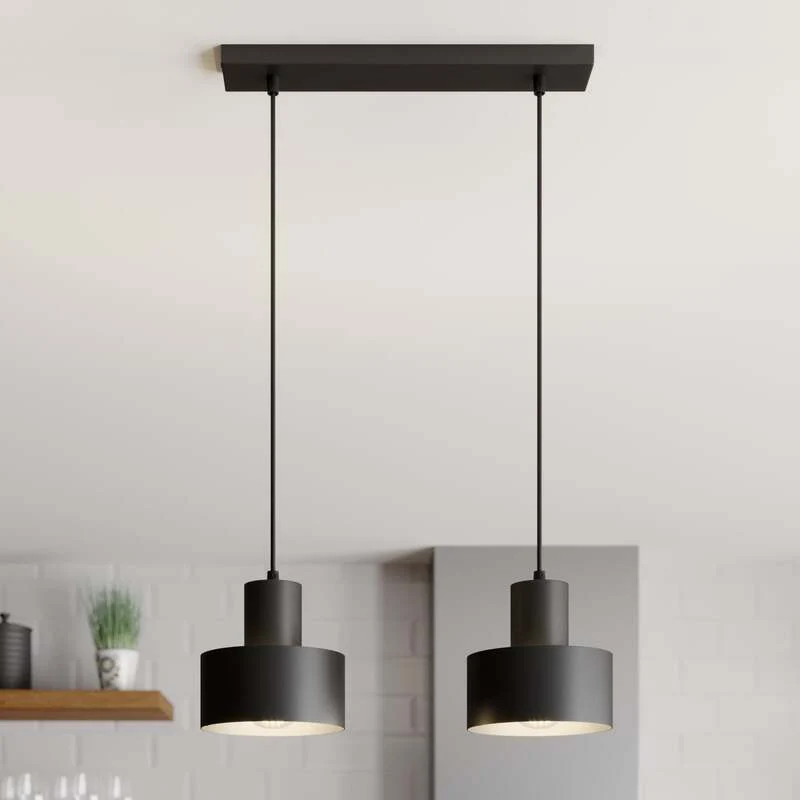 B-Ware Euluna Hängeleuchte Hängelanpe Lampe Leuchte linear zweiflammig schwarz Stahl