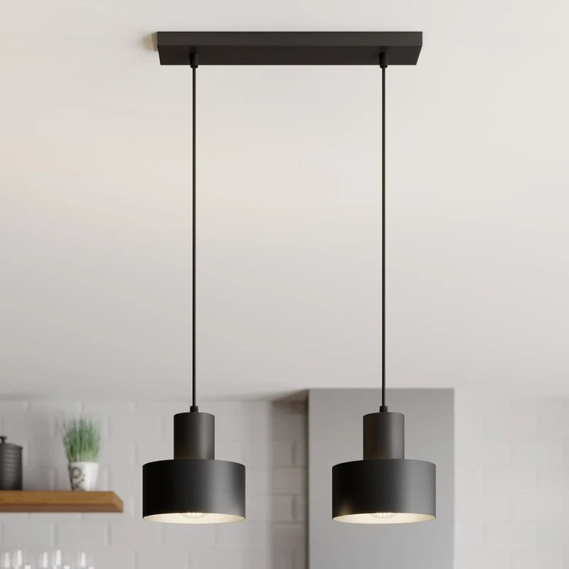 B-Ware Euluna Hängeleuchte Hängelanpe Lampe Leuchte linear zweiflammig schwarz Stahl
