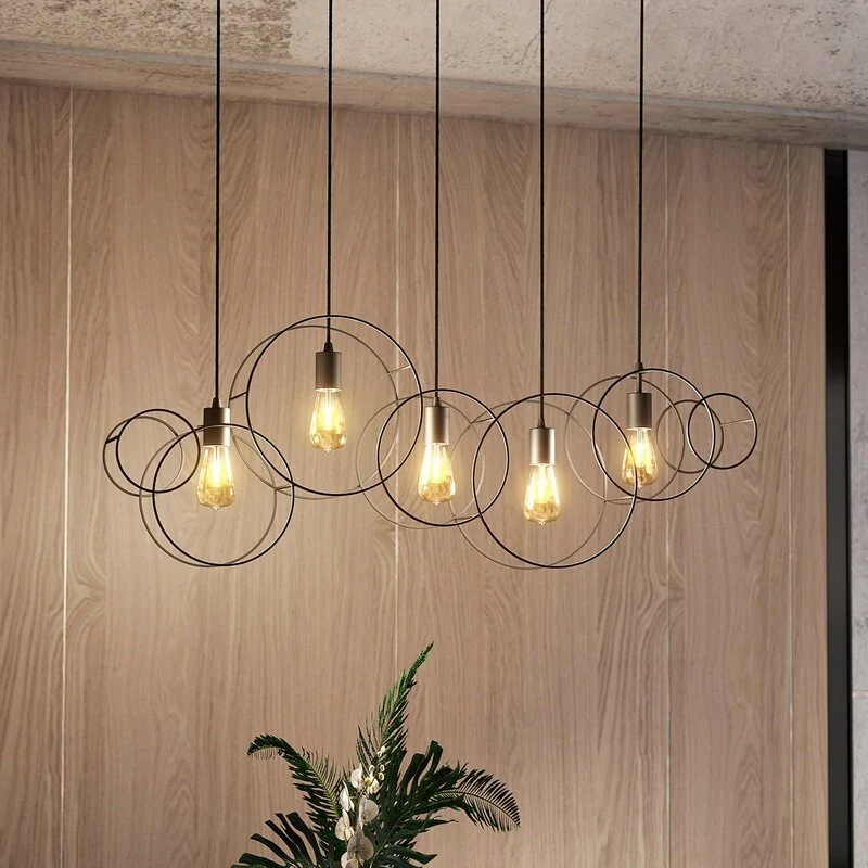 B-Ware Lucande Andrik Hängeleuchte Hängeleuchte Lampe Leuchte 5-flmg. E27 Kreise schwar