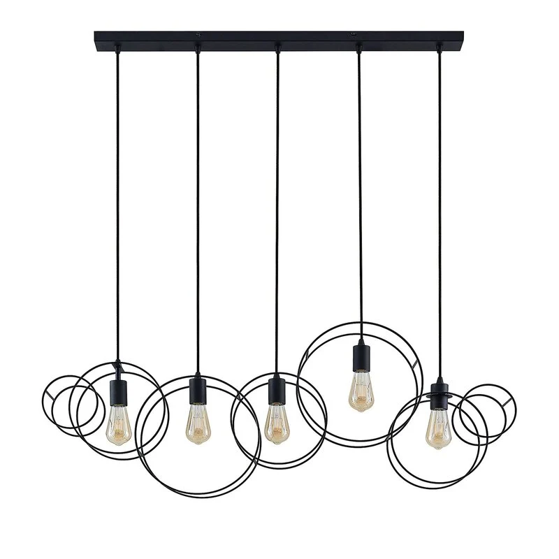 B-Ware Lucande Andrik Hängeleuchte Hängeleuchte Lampe Leuchte 5-flmg. E27 Kreise schwar